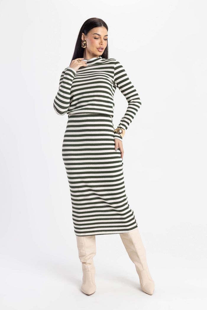 Blusao Em Tricot Listrado