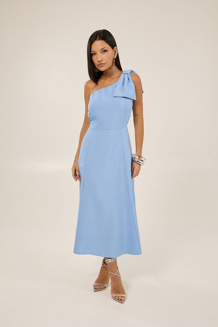 Vestido Ombro Só com Laco