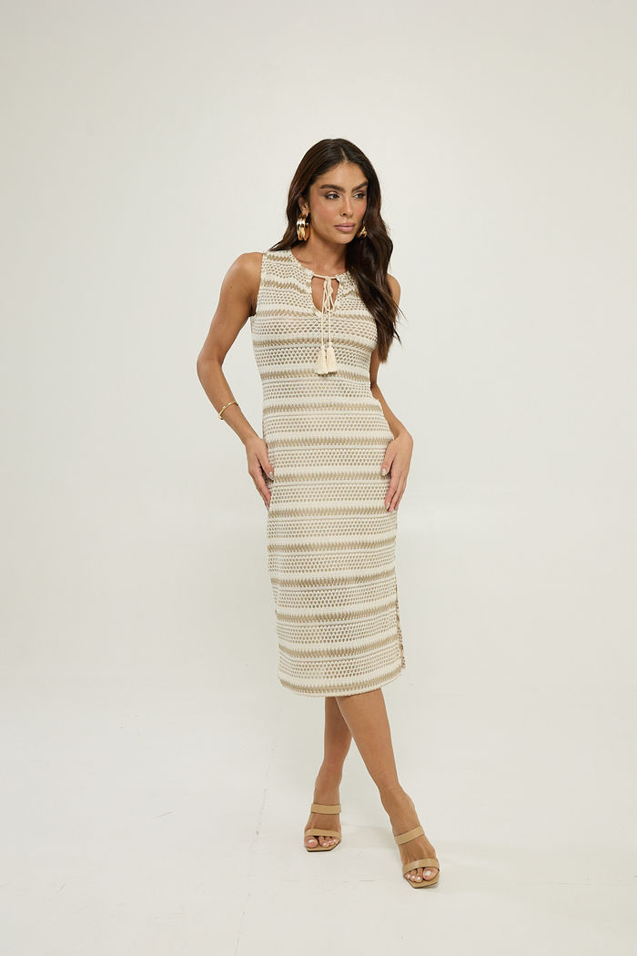 Vestido Malha Tricot Listrado