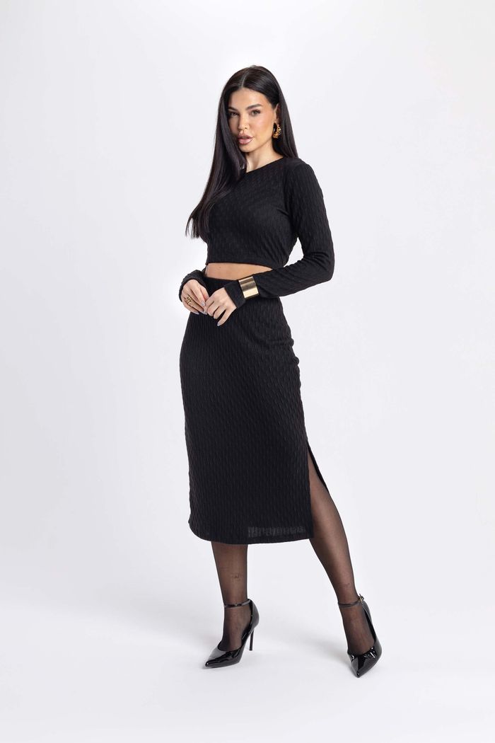 Cropped Manga Longa Tricot 3d