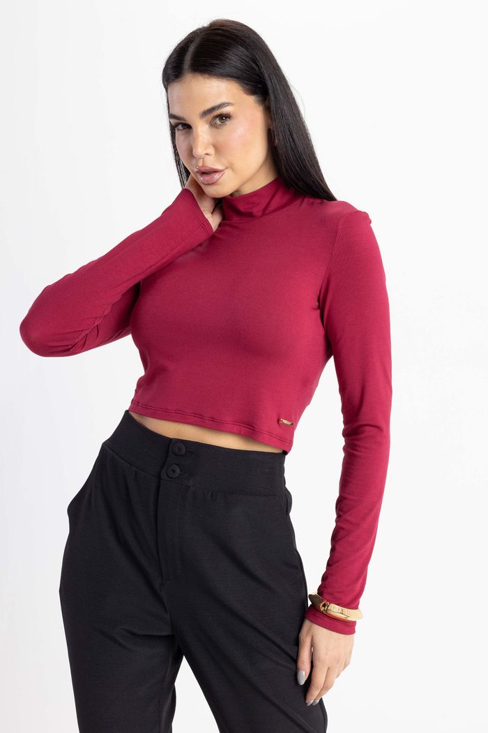 Cropped Manga Longa Gola Alta