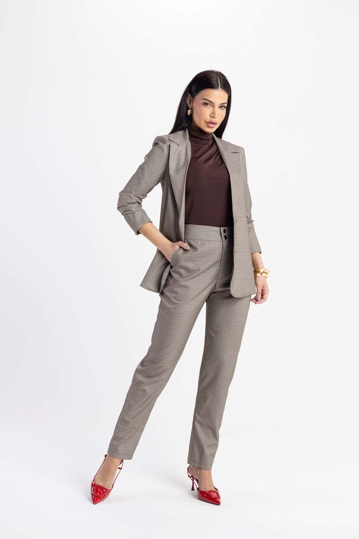 Blazer Em Alfaiataria Xadrez