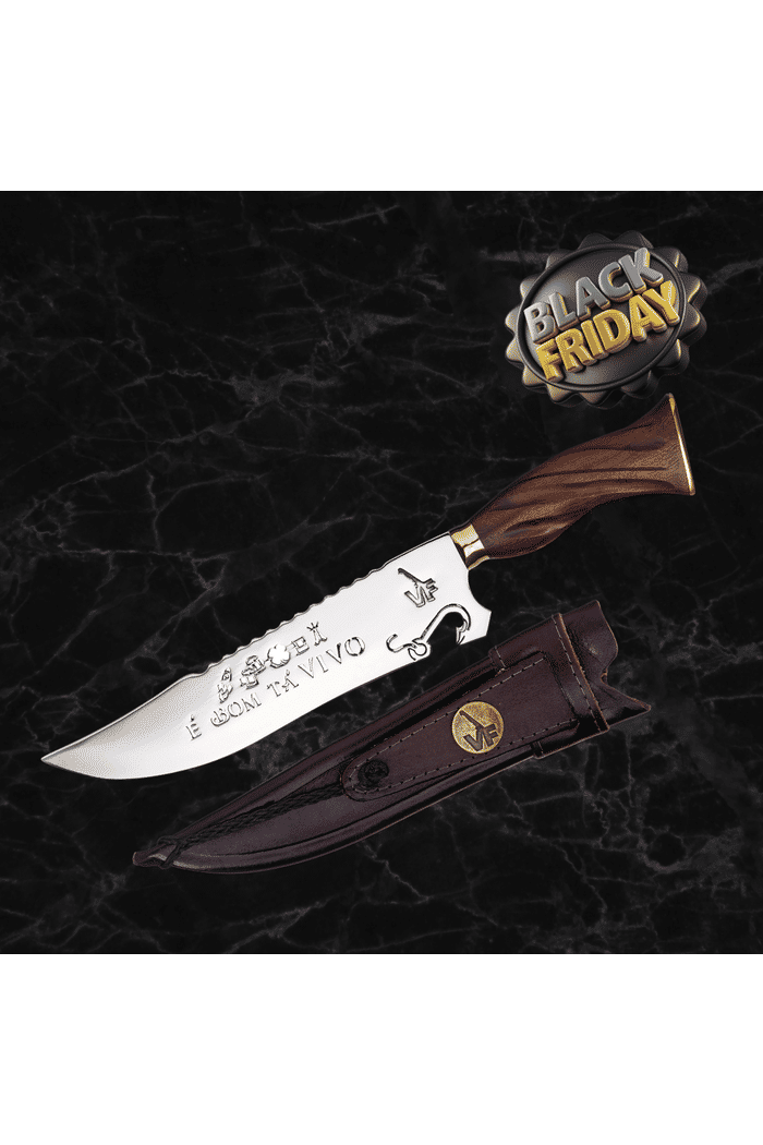 Faca Churrasco Picanheira 9“ É Bom Tá Vivo - Aço Inox 420 - Cabo Torneado