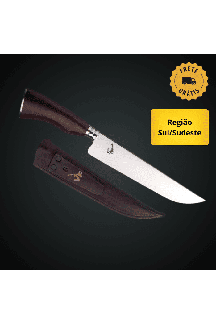 Faca  Churrasco VF 8“ 2mm Aço Inox 420 - Cabo Madeira