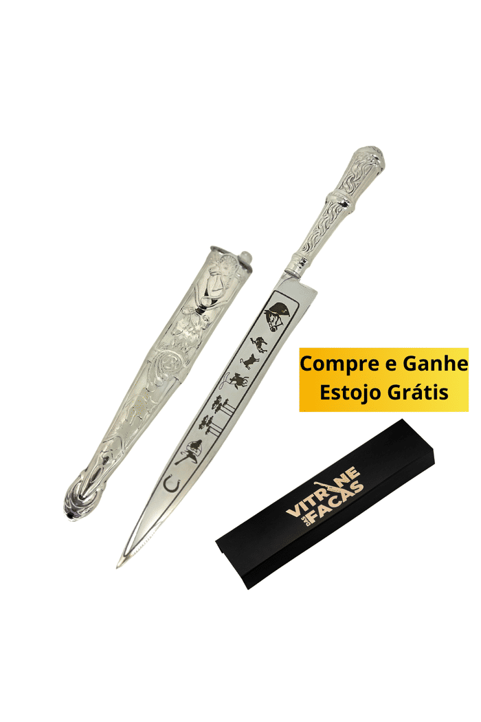 Faca Churrasco 9“ VF Prateada Tradição Centenaria Aço Inox 420c