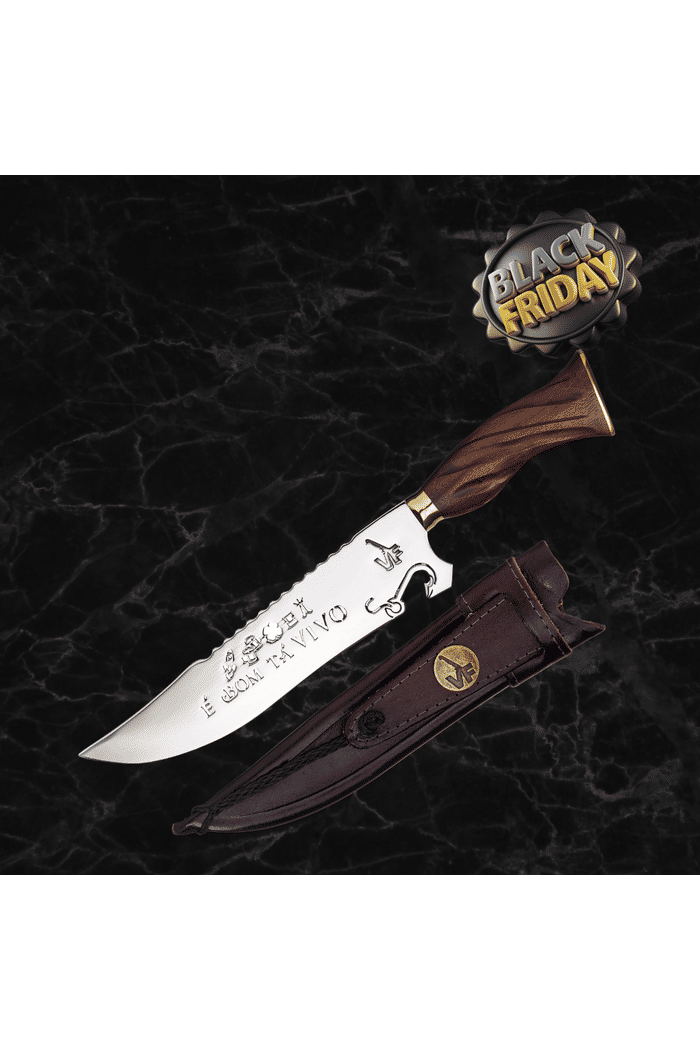 Faca Churrasco Picanheira 9“ É Bom Tá Vivo - Aço Inox 420 - Cabo Torneado