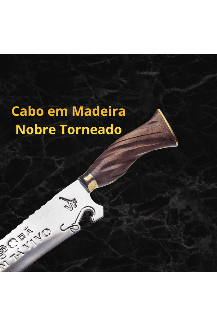 Faca Churrasco Picanheira 9“ É Bom Tá Vivo - Aço Inox 420 - Cabo Torneado