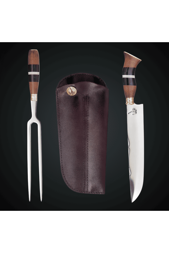 Faca Picanheira 10" e Garfo Parrilla - Aço Inox 420 - Personalização Grátis