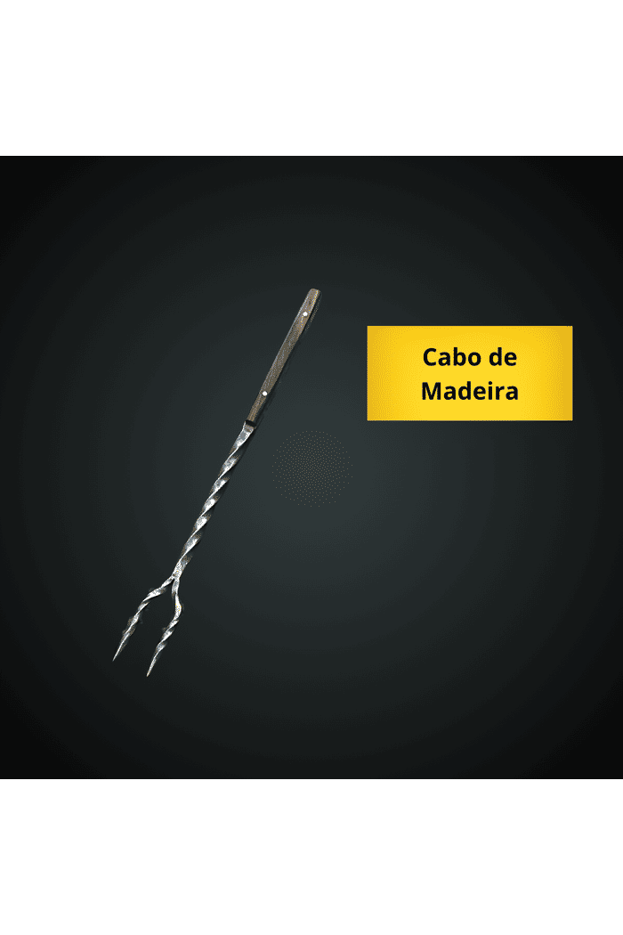 Garfo Forjado Rústico Cabo Madeira