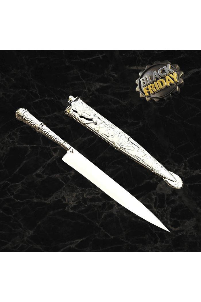 Faca Churrasco 9“ VF Prateada Tradição Centenaria Aço Inox 420c