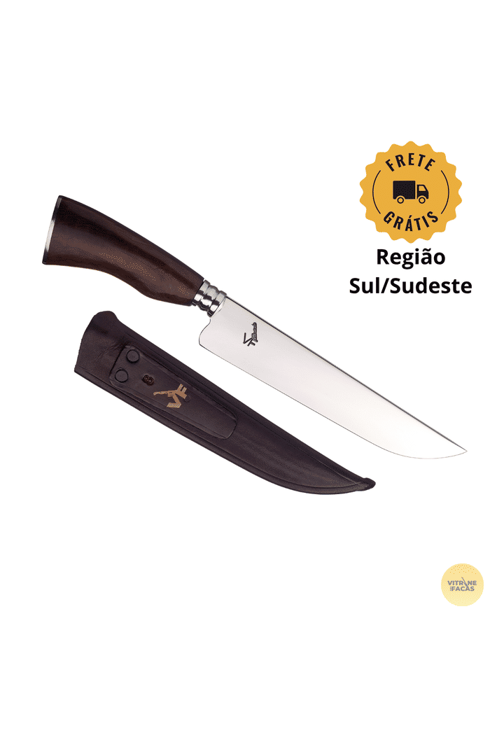 Faca  Churrasco VF 8“ 2mm Aço Inox 420 - Cabo Madeira