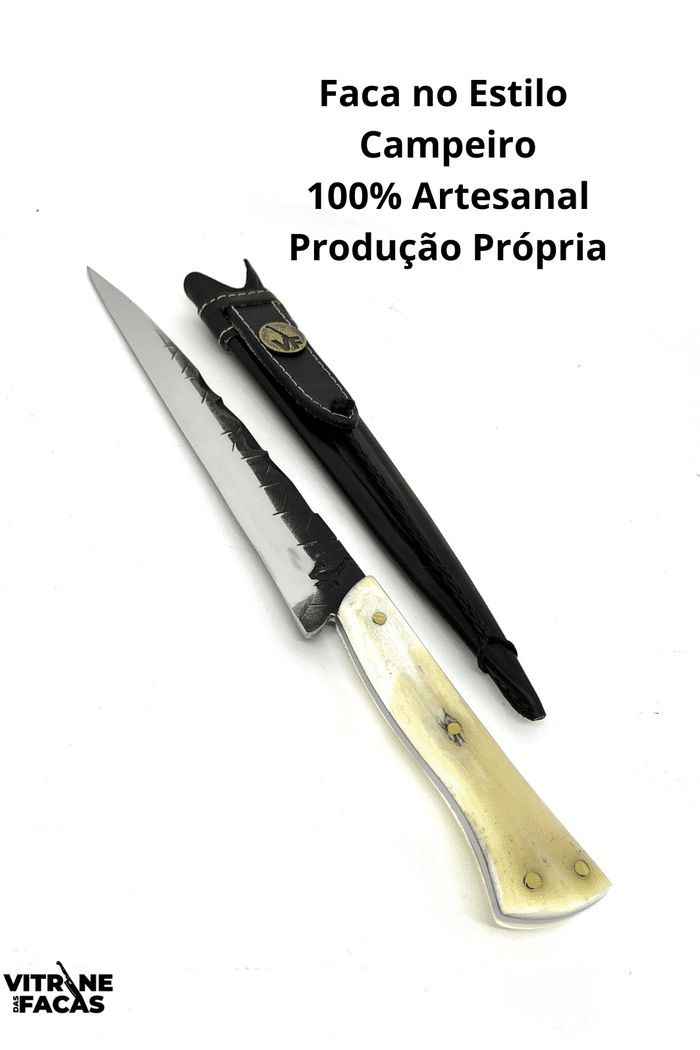 Faca Língua de Chimango 11" VF Campeira - Cabo Osso - Aço Inox 420