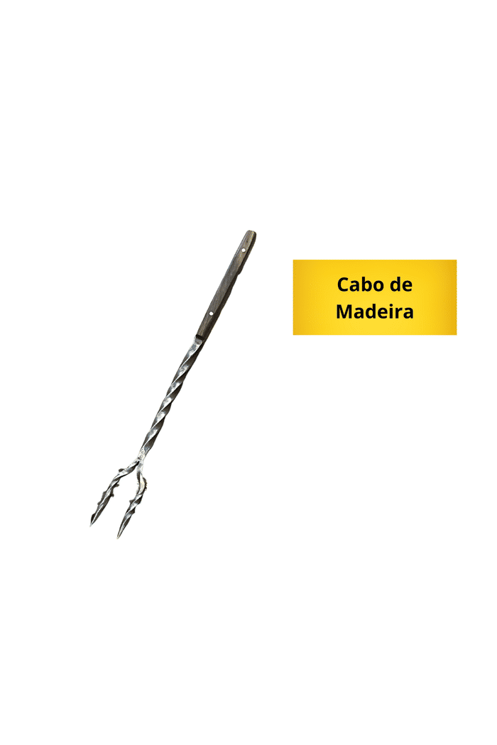 Garfo Forjado Rústico Cabo Madeira