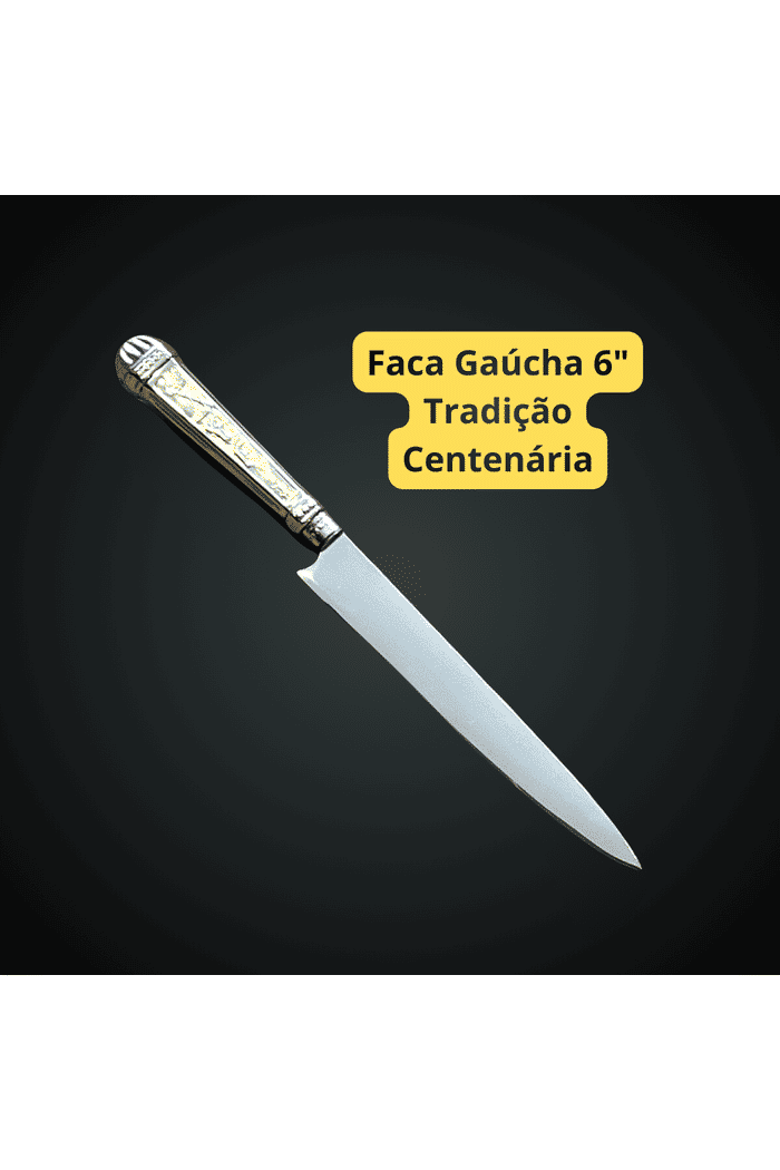 Faca Churrasco 6“ VF Prateada Tradição Centenaria Aço Inox 420c