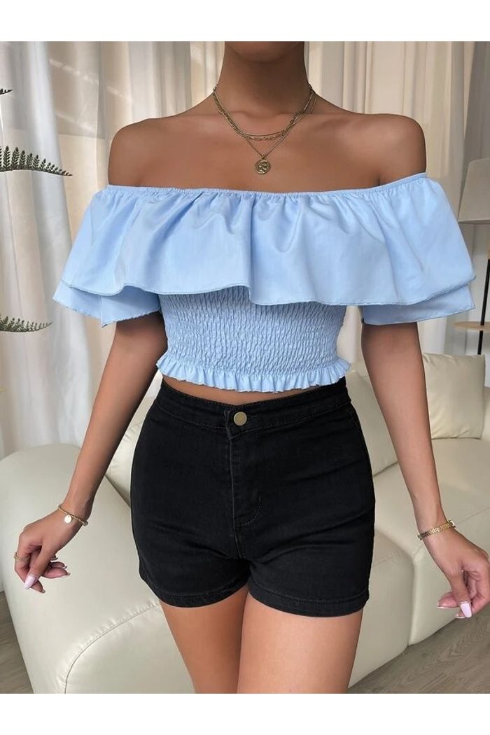 TOP PLISSADO FOLHADO