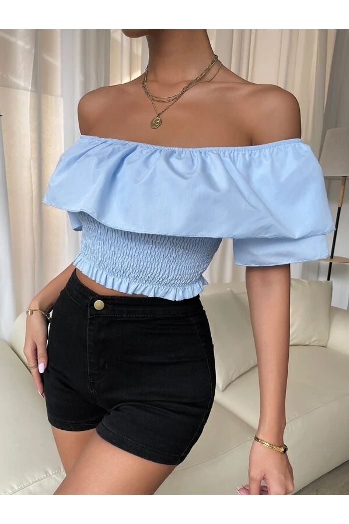 TOP PLISSADO FOLHADO