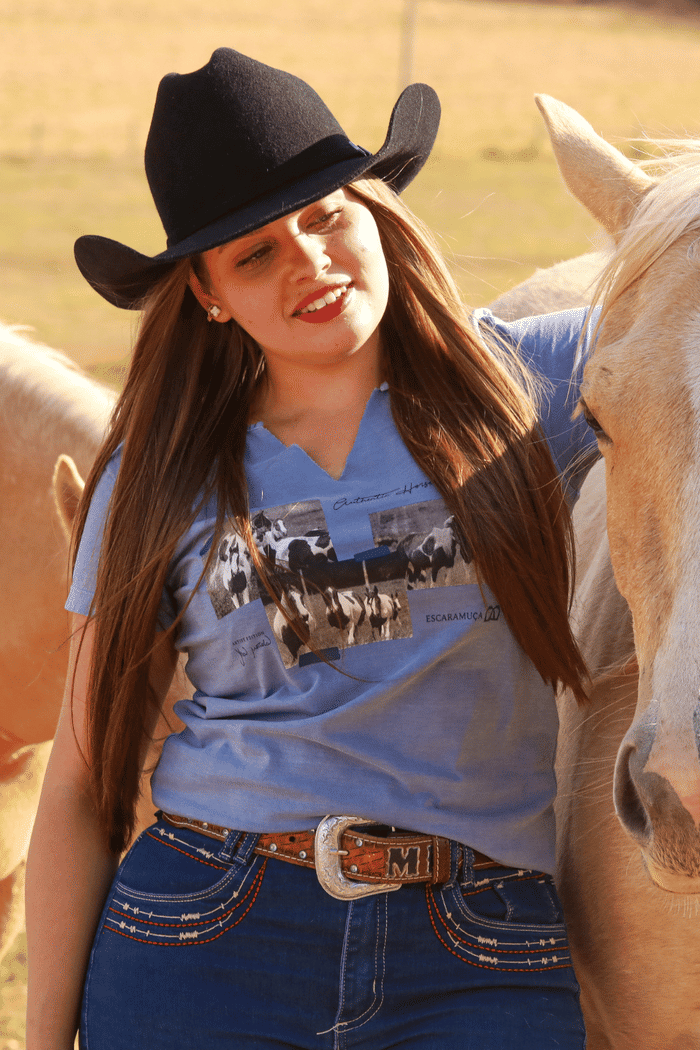 CAMISETA FEMININA FAMILY STONE AZUL - 1F164