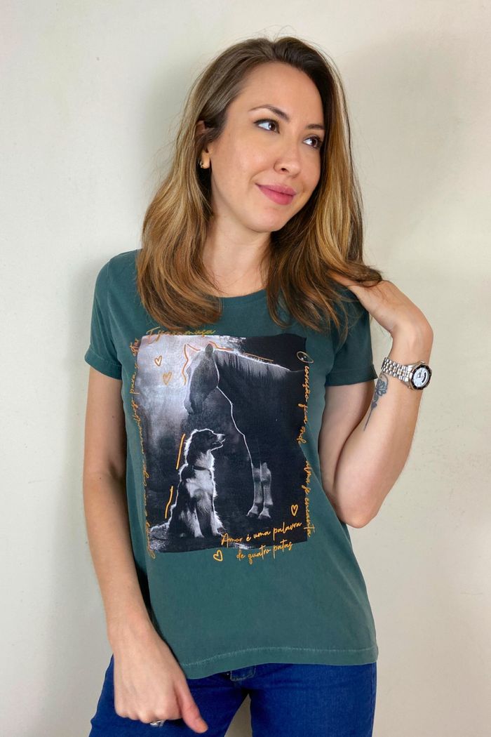 CAMISETA FEMININA JUNTOS VERDE - 1F187