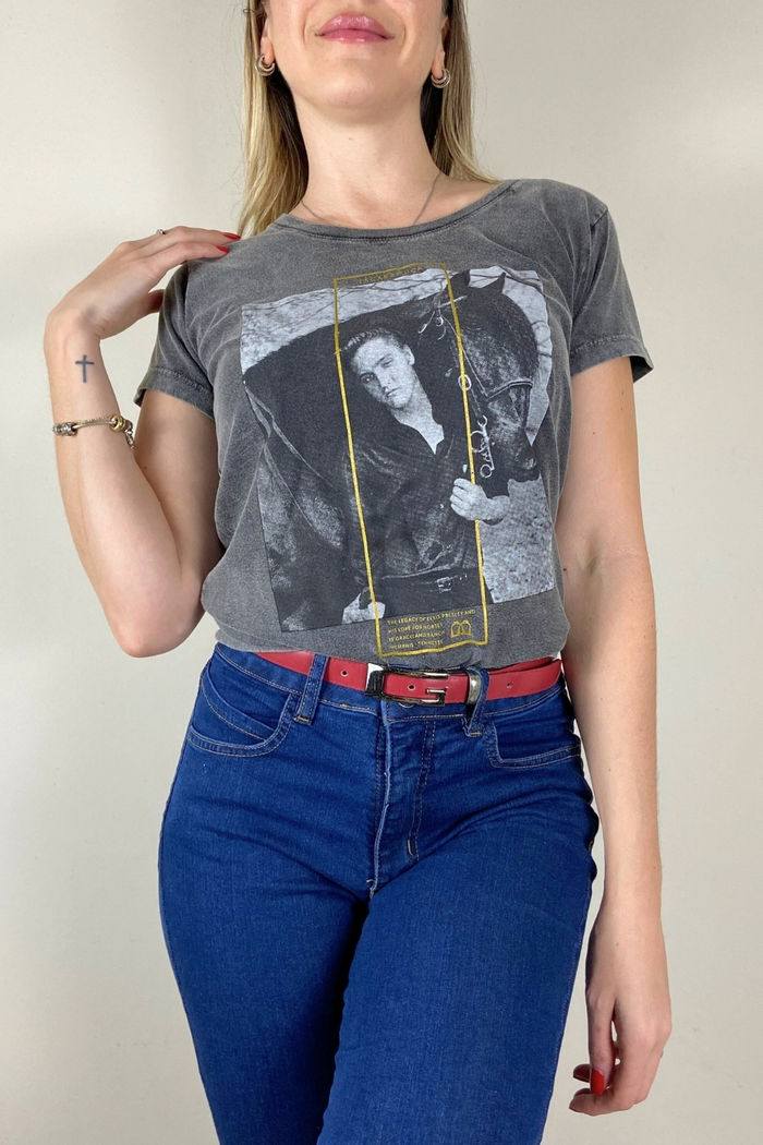 CAMISETA ELVIS MARMORIZADA PRETO (1F112)