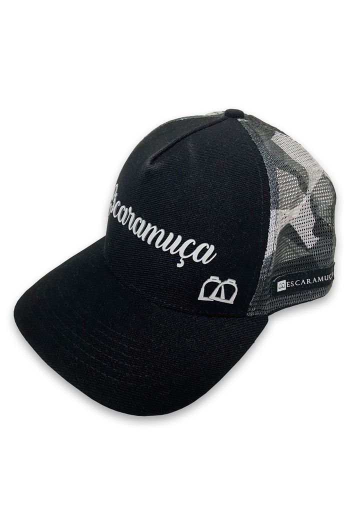 BONÉ ESCARAMUÇA PRETO COM DETALHE CAMUFLADO (1B04)
