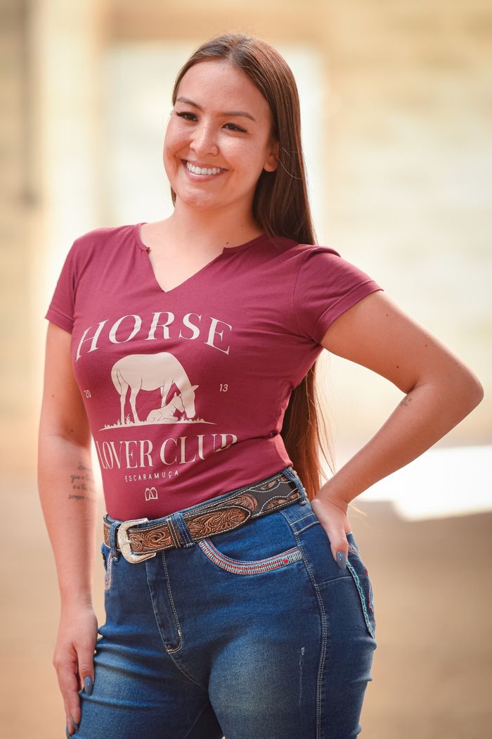 CAMISETA FEMININA HORSE LOVERS CLUB - 1F163