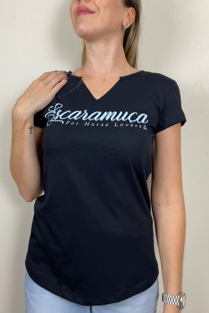 CAMISETA FEMININA ESSÊNCIA EQUESTRE PRETO - 1F146