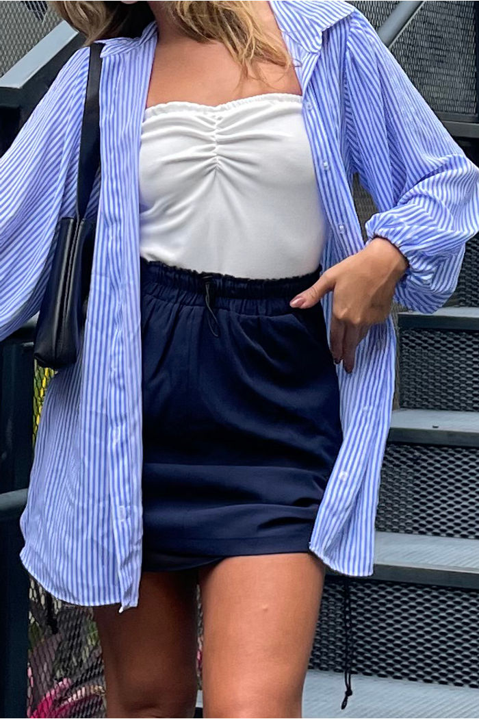 Saia Mini Parachute Alfaiataria Marinho