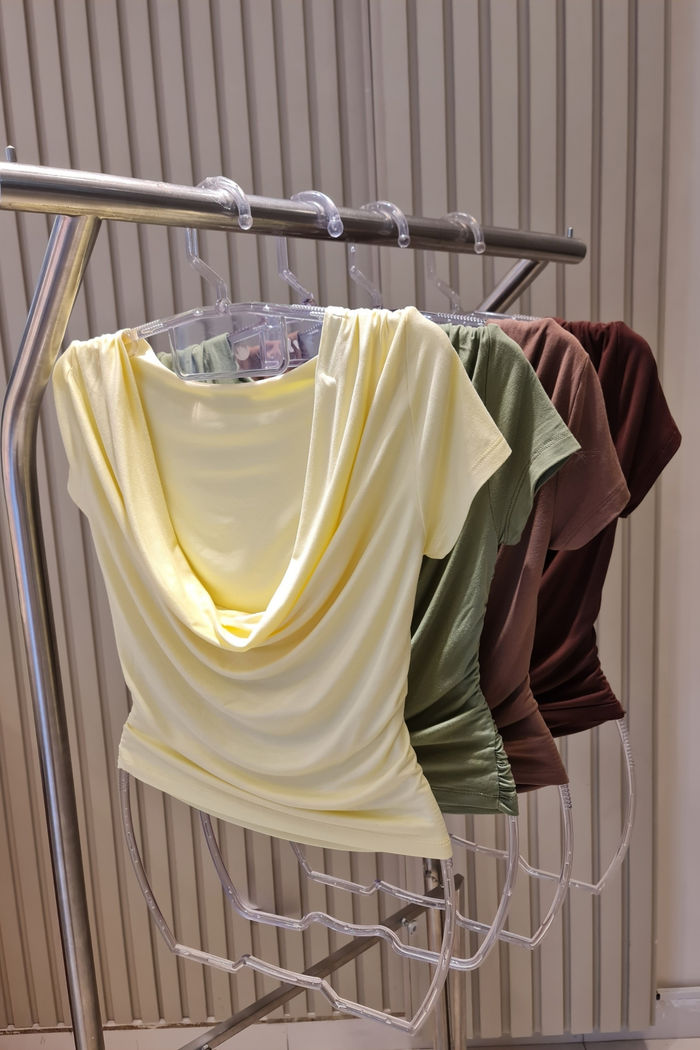 Blusa Manga com Decote Caído nas Costas  4 Cores