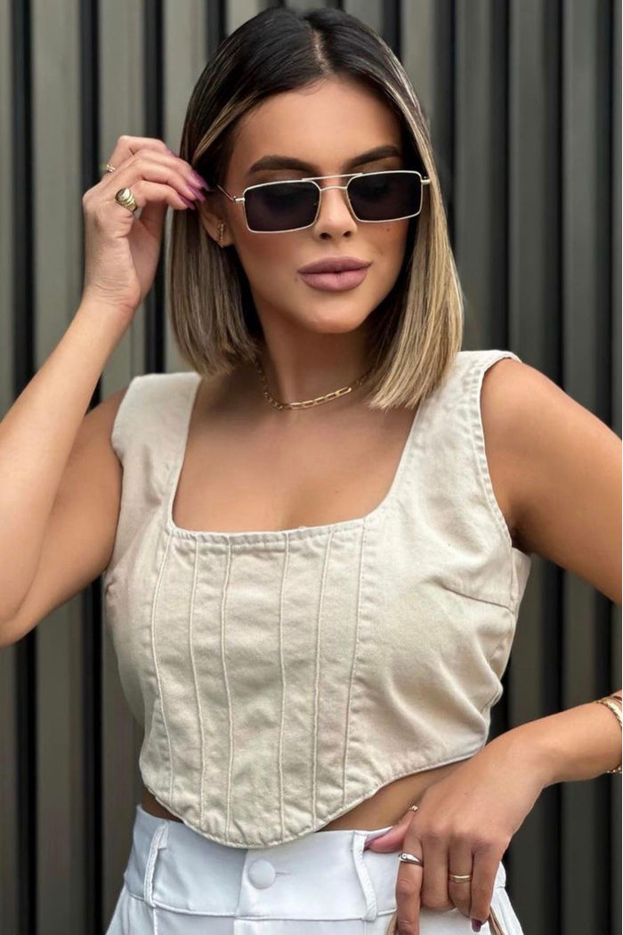 Corselet Jeans Regata Bege