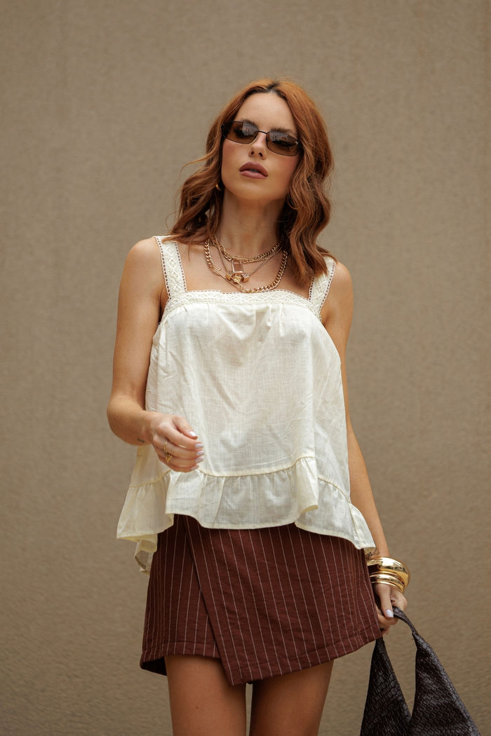 Bata Regata 100% Algodão com Alças Renda 3 Cores