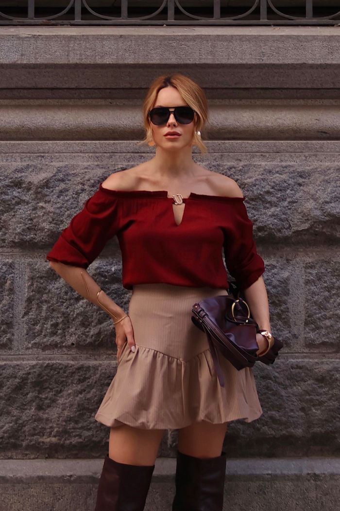 Blusa Ombro a Ombro Strass Boho 2 Cores