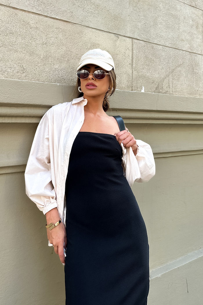 Camisa Bufante Oversized Algodão Bege