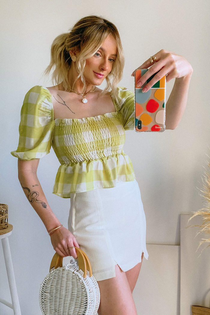 Short Saia Melissa Crepe Linho Off White