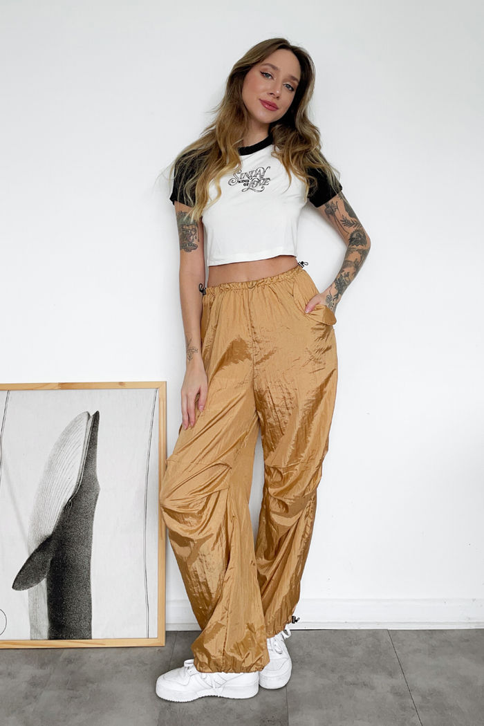 Calça Parachute Brilho Dourada