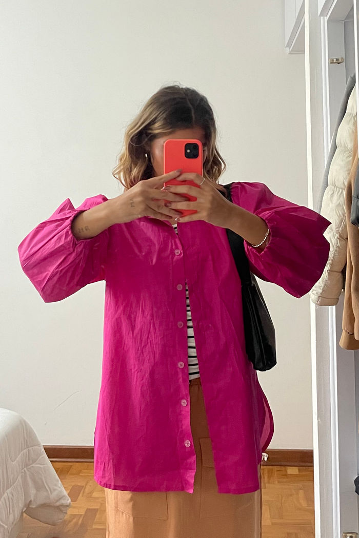 Camisa Bufante Oversized Algodão Pink