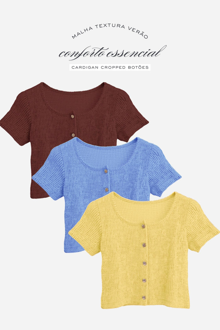 Blusa com Botões Malha Trabalhada 3 Cores