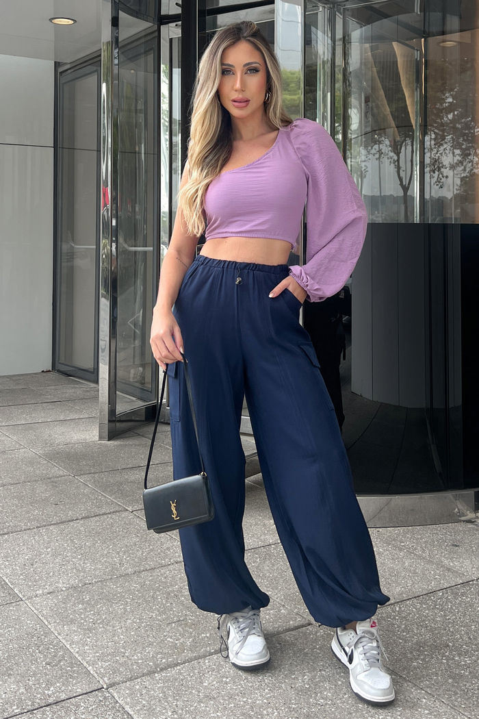 Calça Parachute Alfaiataria Marinho