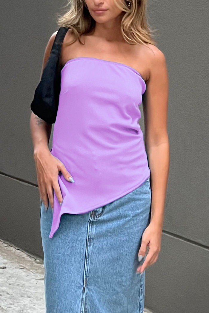 Blusa Alongada Assimétrica Tomara Lilás