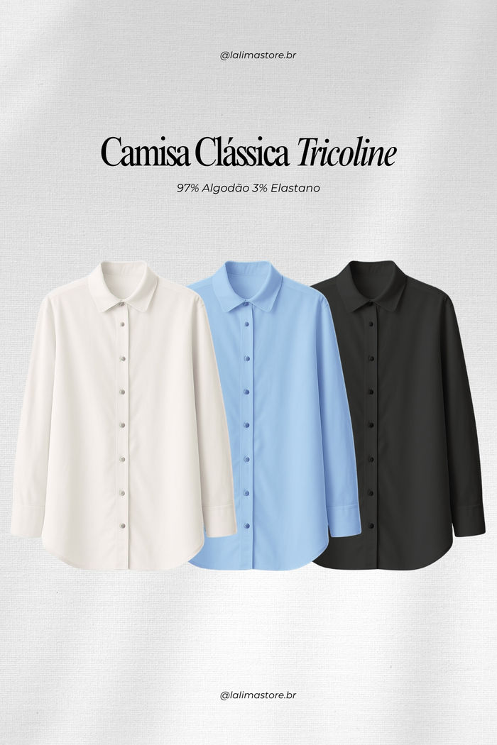 Camisa Oversized Clássica em Tricoline 3 Cores