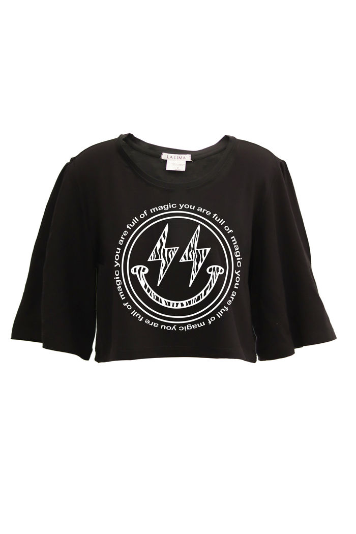 Cropeed Tee Smile Zebra Preto