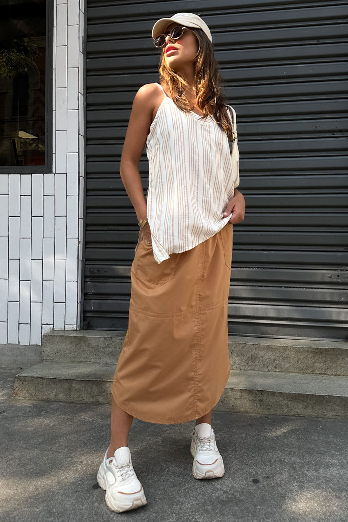 Saia Midi Tricoline Caramelo