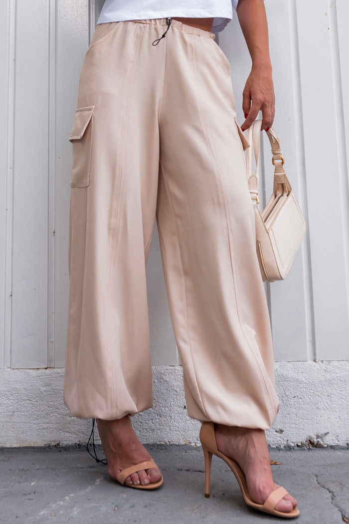 Calça Parachute Alfaiataria Bege