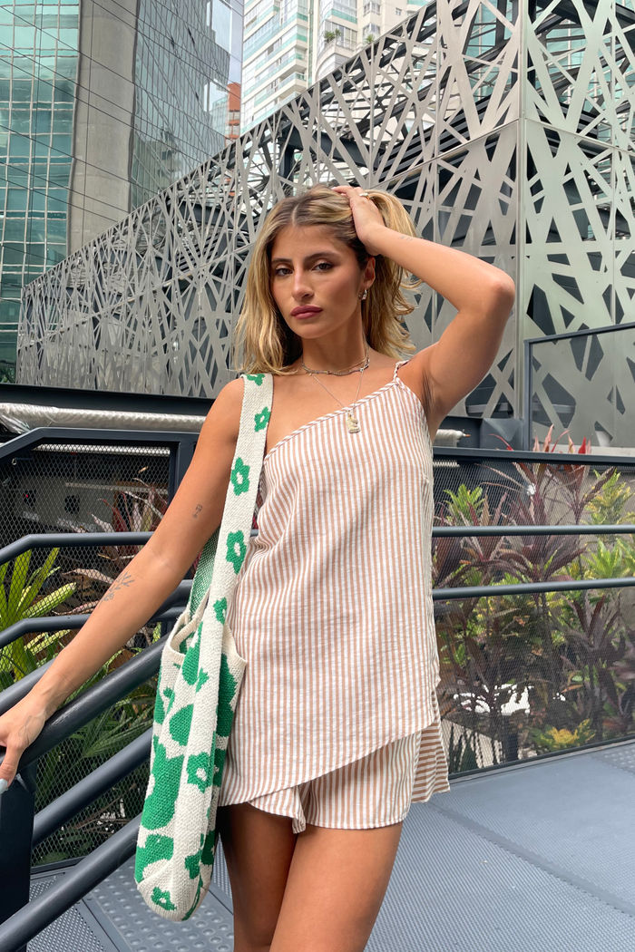 Blusa 1 Ombro New Listras Assimetrica