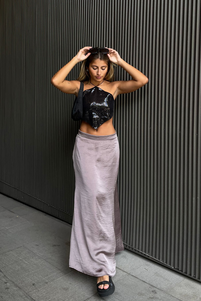 Saia Cetim Longa Evasê 4 cores