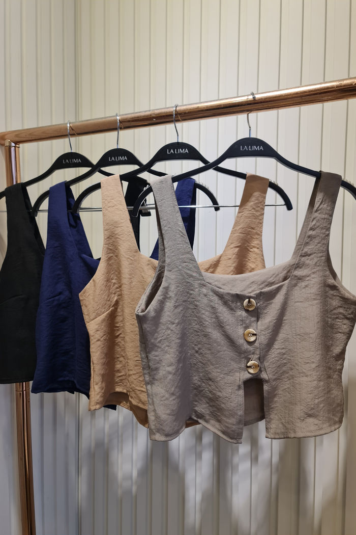 Blusa Botões Crepe Linho 4 Cores