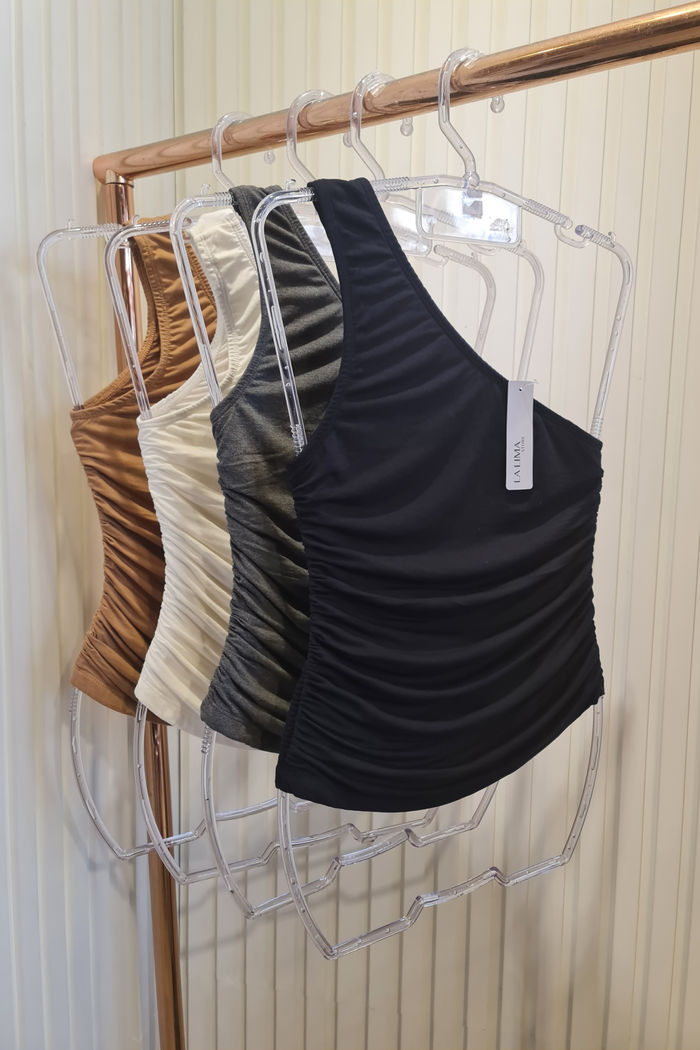 Blusa Um Ombro Toda Franzida