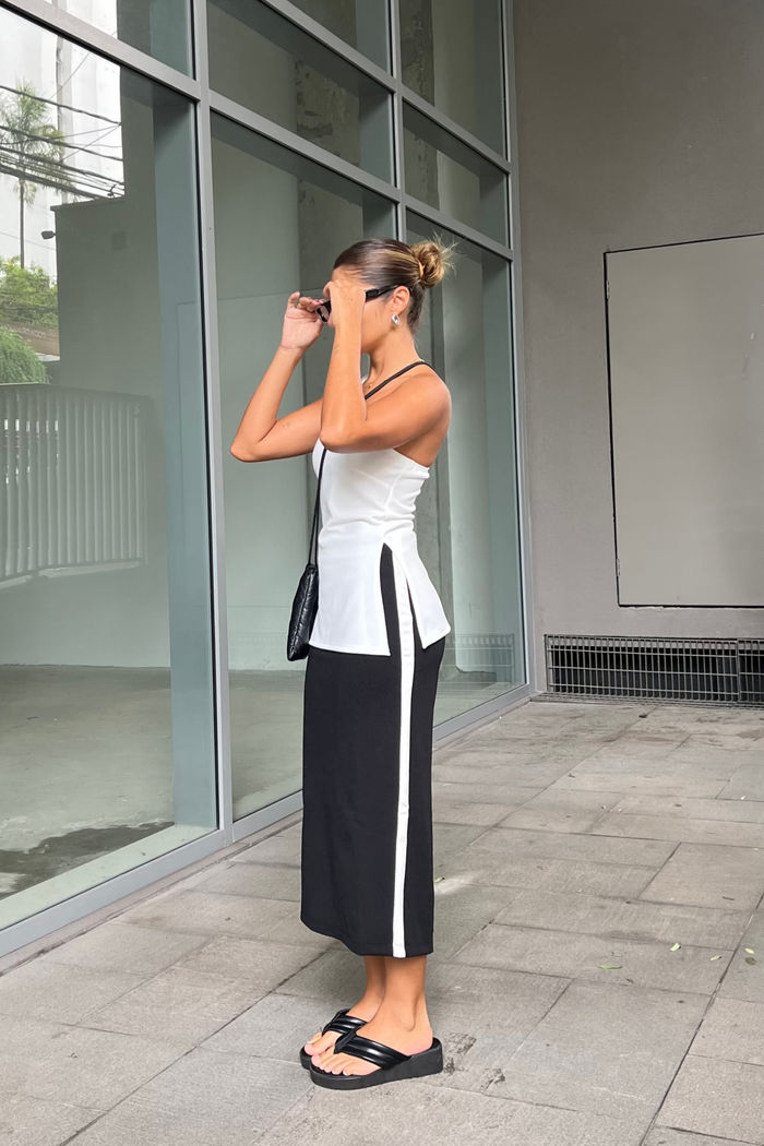 Blusa 1 Ombro Alongada Malha Crepe