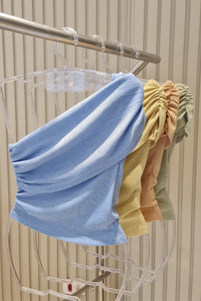 Blusa Assimétrica 1 Ombro Drapeada Ribbana 4 Cores