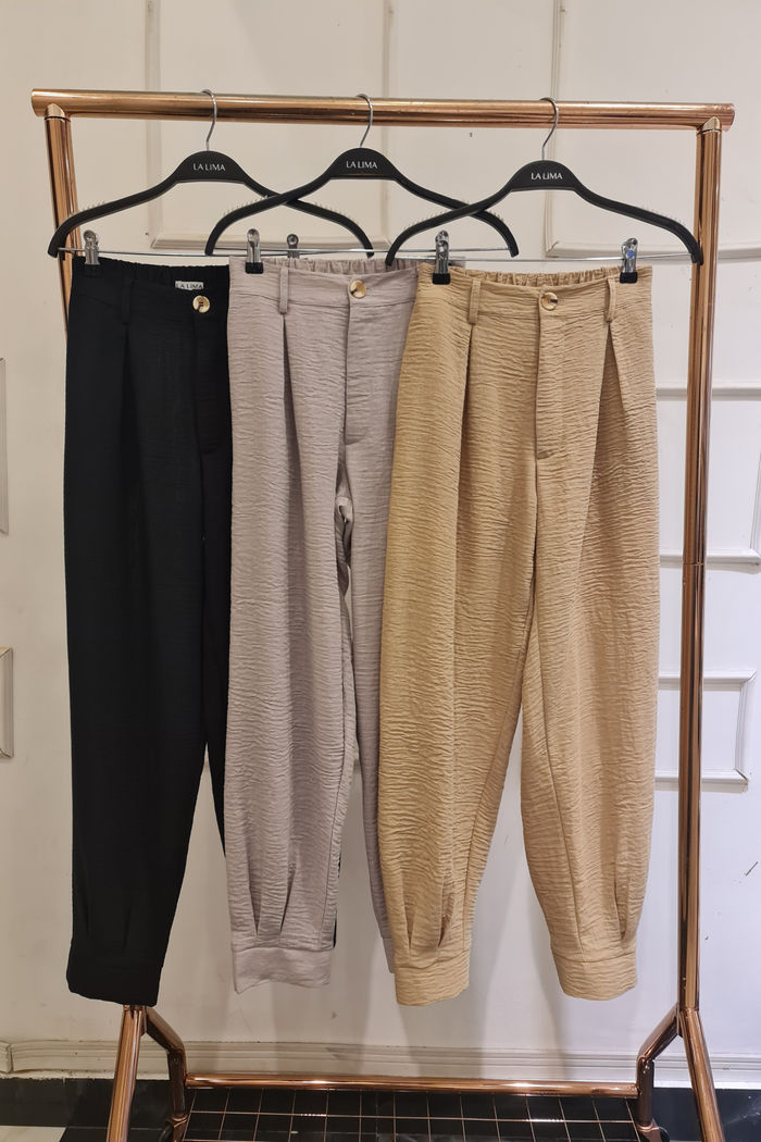 Calça Cenoura Crepe Linho Lisa 3 Cores