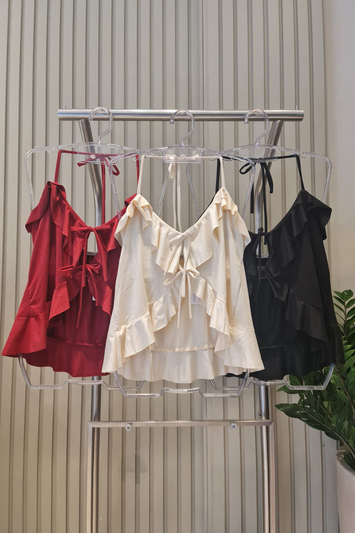 Alcinha de Suede Babados Frente U 3 Cores